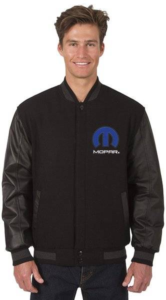 Mens MOPAR Logo Wool & Leather Reversible Jacket with Embroidered ...