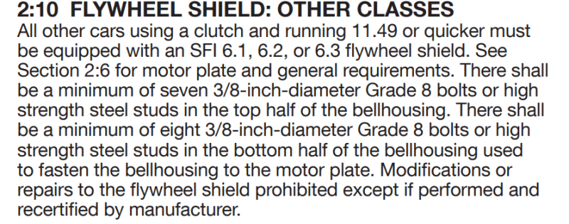 NHRA rules for SFI Bellhousing | For B Bodies Only Classic Mopar Forum