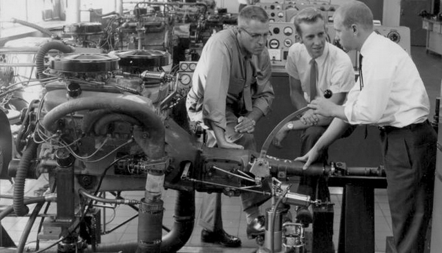 1963 factory photo of Nax Wedge enging & T-10 4 speed transmission.jpg