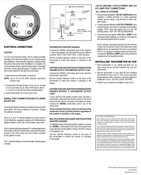 Bosch Retro tach not reading correctly For B Bodies Only Classic