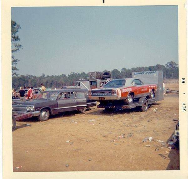 68 Coronet RT Dick Landy's Dodge on car trailer Polaroid Sep. 1968.jpg