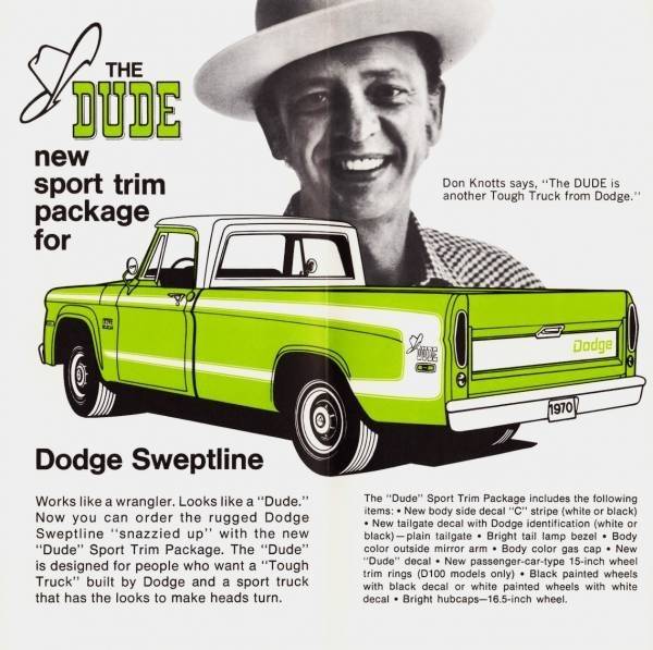 70 D-100 Sweptside Pick up Dodge Dude edition Advert. #1.jpg