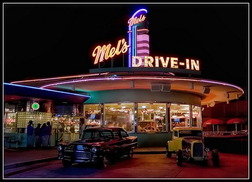 American Graffiti  Piss Yellow 32 Coupe & the 55 Field car.jpg