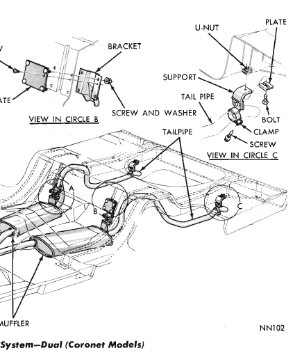 1966 Dodge Coronet tailpipe hanger | For B Bodies Only Classic Mopar Forum