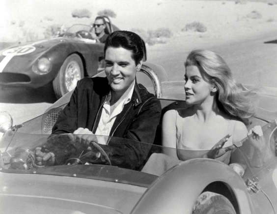 Elvis Presely & Anne Margret in movie Viva Las Vegas - in his 1 off racecar CanAm.jpg