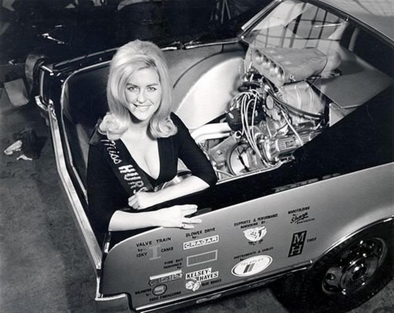 Hurst Linda Vaughn early 70's Hurst Olds 442 rear engine.jpg