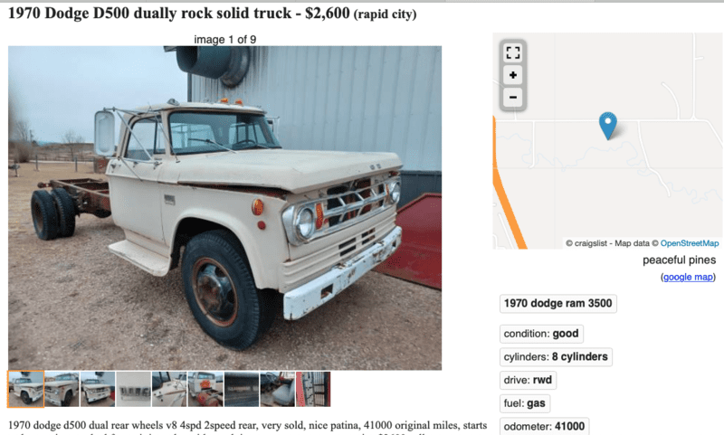 1970 Dodge D500 dually rock solid truck - $2,600 (rapid city) not mine ...