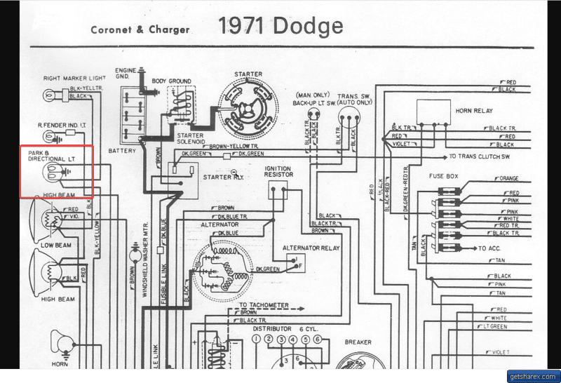 71 charger Park and directional light wiring | For B Bodies Only