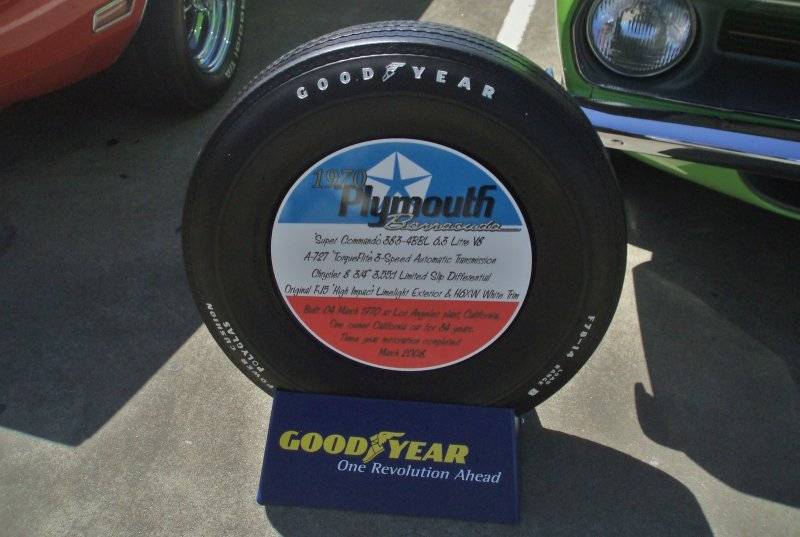 Wheels - Goodyear Polyglas tire display holds the show board for a '70 Barracuda (5).jpg