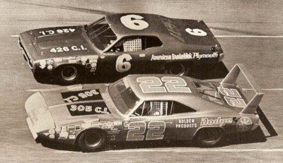 69 Daytona Charger Nascar #22 former Bobby Allison car Richard Brooks & 71 Roadrunner #6 Pete Ha.jpg