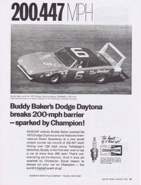 69 Daytona Charger Nascar #6 Buddy Baker Champion Spark Plug Advert. #1 200.447 mph.jpg