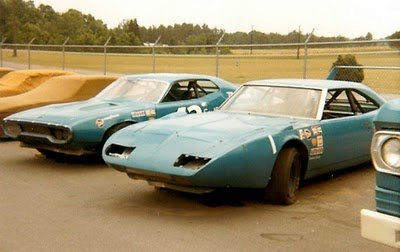 71 Roadrunner Nascar #43 Richard Petty's ride behind the shop.jpg