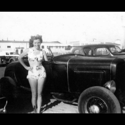 Bikini Girl next to very old school 32 Ford.jpg