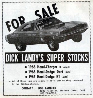 68 Charger RT Hemi Dick Landy #5 Sale Avert..jpg